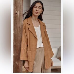 Pure Jill J Jill relaxed fit gauze, camel colored jacket, 100% cotton